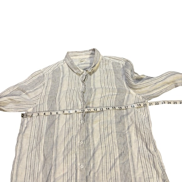 Garnet Hill Easy Linen Tunic Shirt  Button‎ Down Womens Medium White Beach - Picture 8 of 10